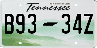 TN license plate B9334Z