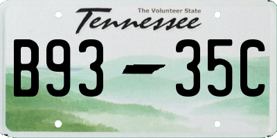 TN license plate B9335C