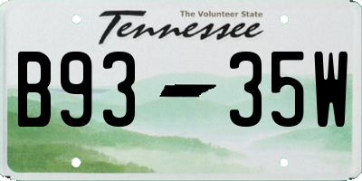 TN license plate B9335W