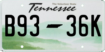 TN license plate B9336K