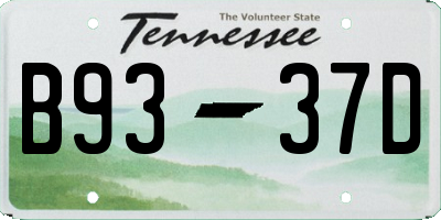 TN license plate B9337D