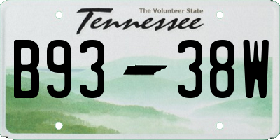 TN license plate B9338W