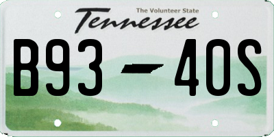 TN license plate B9340S
