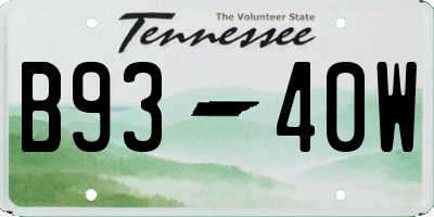 TN license plate B9340W