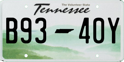 TN license plate B9340Y