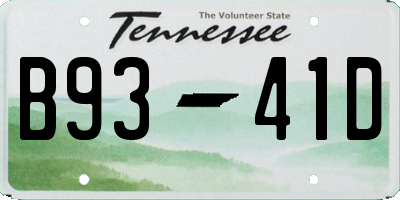 TN license plate B9341D
