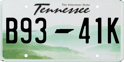 TN license plate B9341K