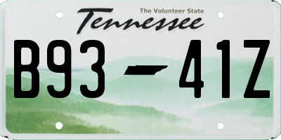 TN license plate B9341Z