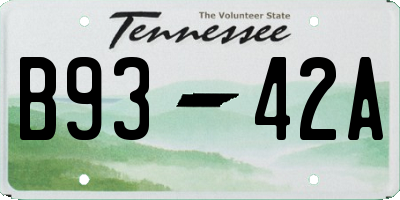 TN license plate B9342A