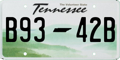 TN license plate B9342B