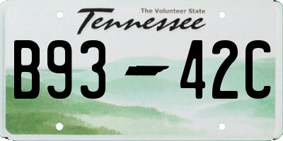 TN license plate B9342C