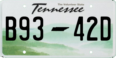 TN license plate B9342D