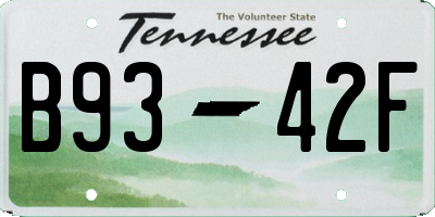 TN license plate B9342F
