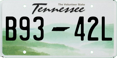 TN license plate B9342L