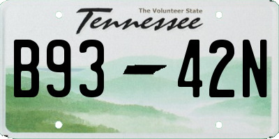 TN license plate B9342N