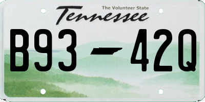 TN license plate B9342Q