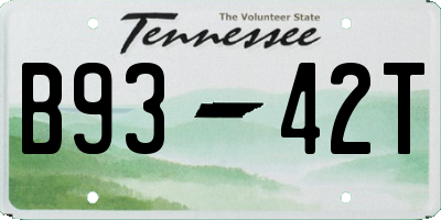 TN license plate B9342T