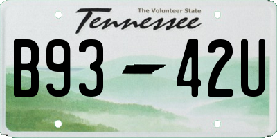 TN license plate B9342U