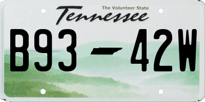 TN license plate B9342W