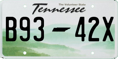 TN license plate B9342X