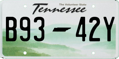 TN license plate B9342Y