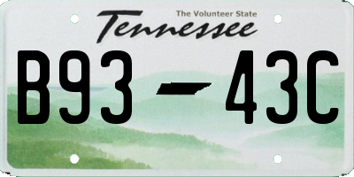 TN license plate B9343C
