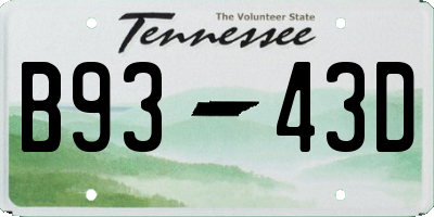 TN license plate B9343D