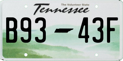 TN license plate B9343F