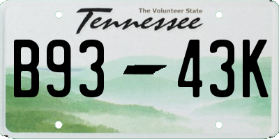 TN license plate B9343K