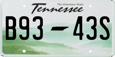 TN license plate B9343S