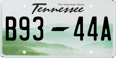 TN license plate B9344A