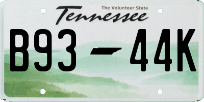 TN license plate B9344K