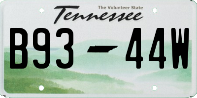 TN license plate B9344W