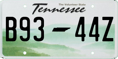 TN license plate B9344Z