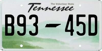 TN license plate B9345D