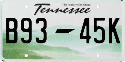 TN license plate B9345K
