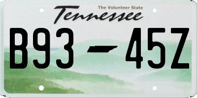 TN license plate B9345Z