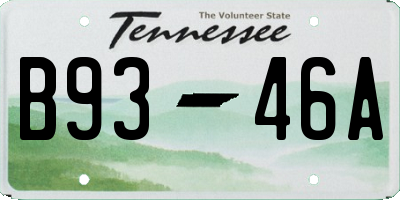 TN license plate B9346A