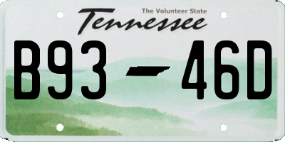 TN license plate B9346D