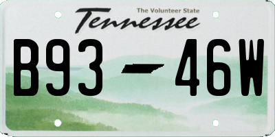 TN license plate B9346W