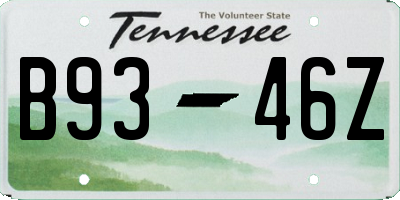 TN license plate B9346Z