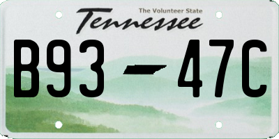 TN license plate B9347C