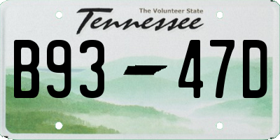 TN license plate B9347D