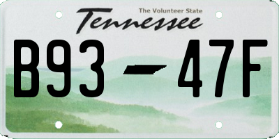 TN license plate B9347F