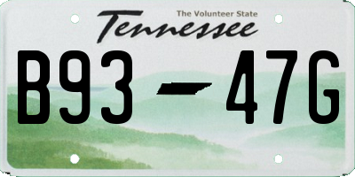 TN license plate B9347G