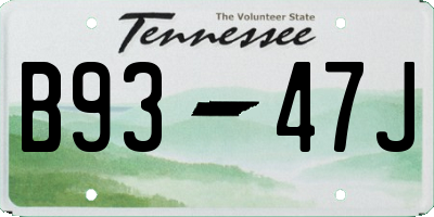 TN license plate B9347J