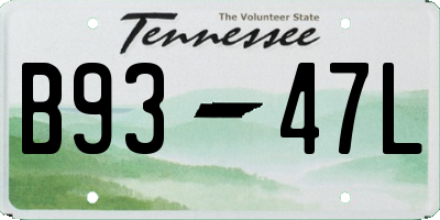 TN license plate B9347L