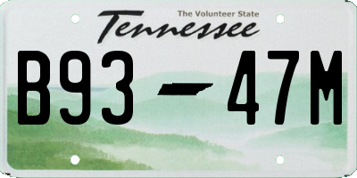 TN license plate B9347M