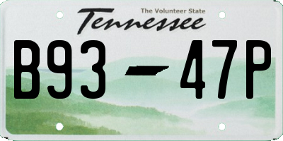 TN license plate B9347P