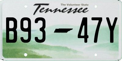 TN license plate B9347Y